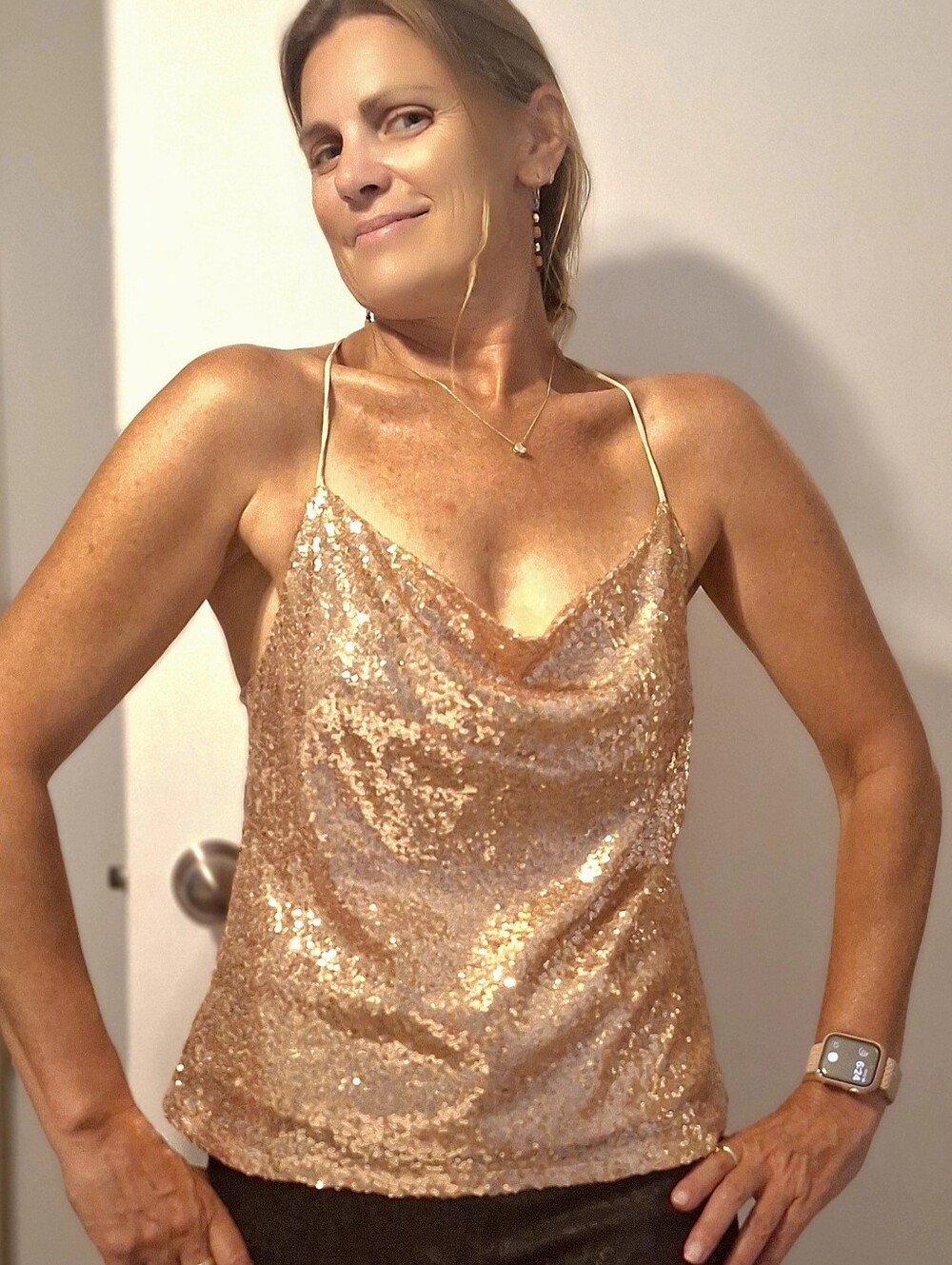 Lush Sequin Gold Camisole Top